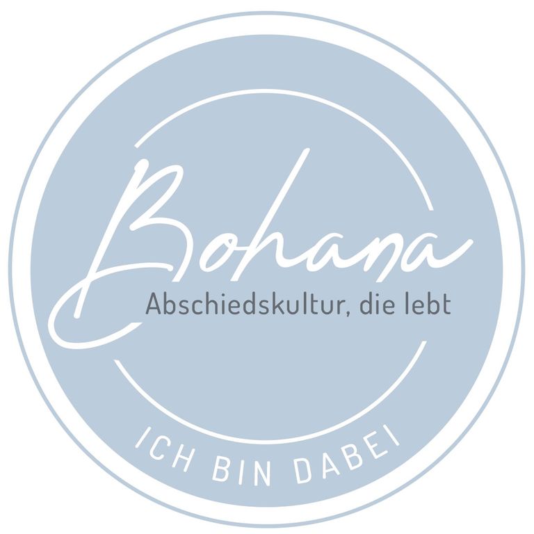 rundes Logo in grau und weiß